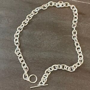Toggle necklace, silver, and stainless steel